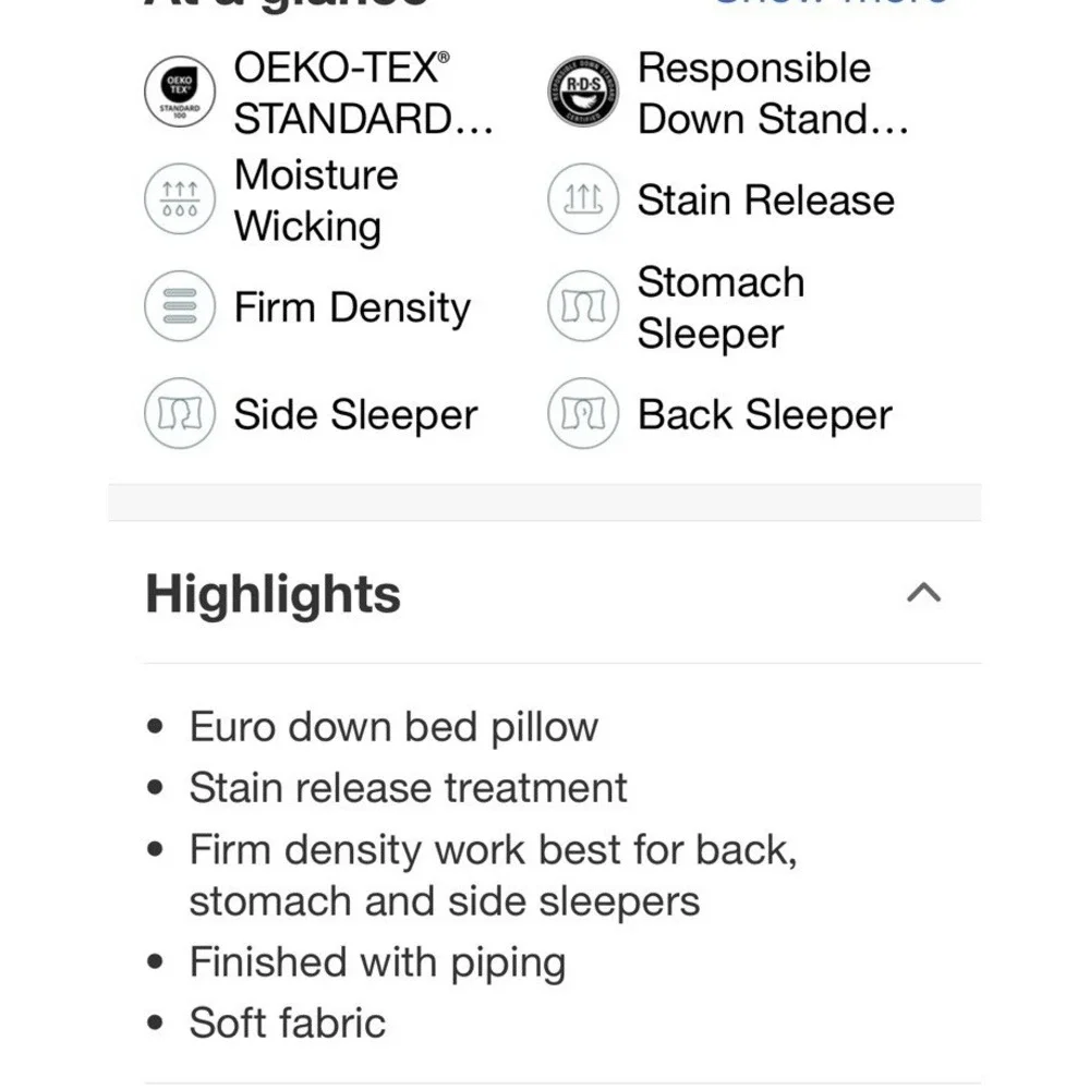 Casaluna Euro Firm Down Blend Pillow Insert Machine Washable 26 X 26